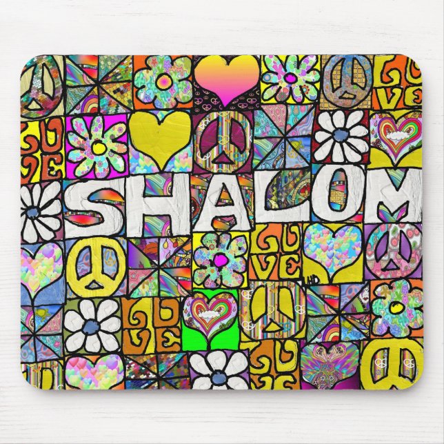 60s Psychedelic Shalom LOVE Mousepad (Vorne)