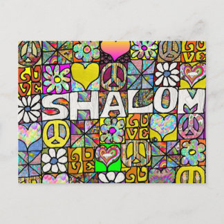 60s Psychedelic Shalom LOVE Postkarte