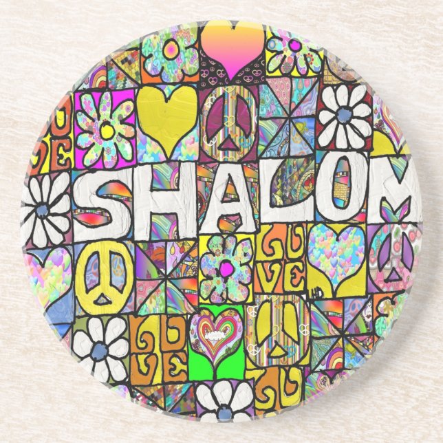 60s Psychedelic Shalom LOVE Untersetzer (Vorne)
