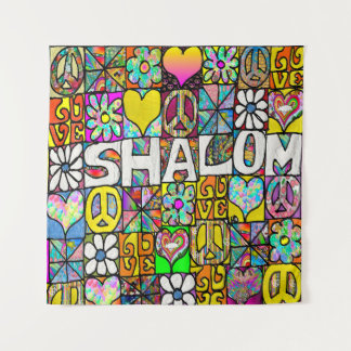 60s Psychedelic Shalom LOVE Wandteppich