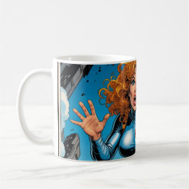 60s Scifi Woman running from Alien Robot Kaffeetasse