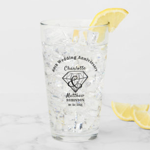 60th Anniversary Diamond Wedding Gift Personalized Glas
