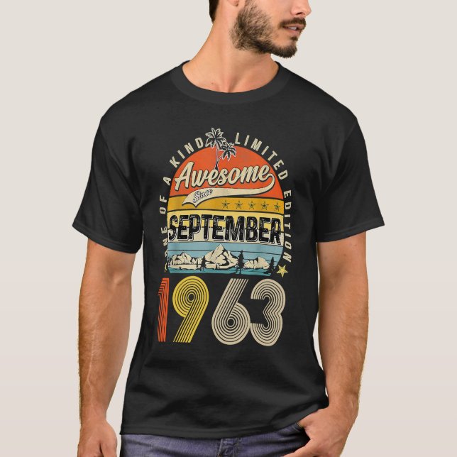 60th Birthday Awesome Since September 1963 T-Shirt (Vorderseite)