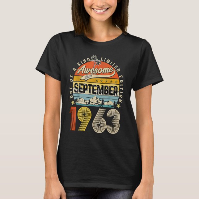 60th Birthday Awesome Since September 1963 T-Shirt (Vorderseite)