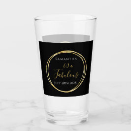 60th Birthday Black Gold Personalized Party Favor Glas