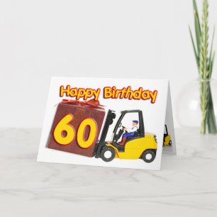 60th birthday card with a fork lift truck karte