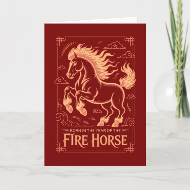 60th Birthday Fire Horse Chinese Zodiac 2026 Lunar Karte (Vorderseite)
