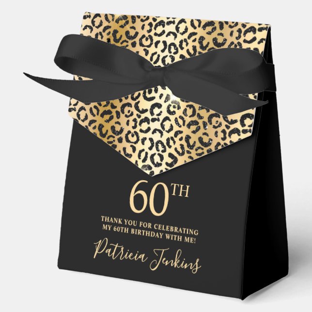 60th Birthday Gold Leopard Print Thank You  Geschenkschachtel (Vorderseite)
