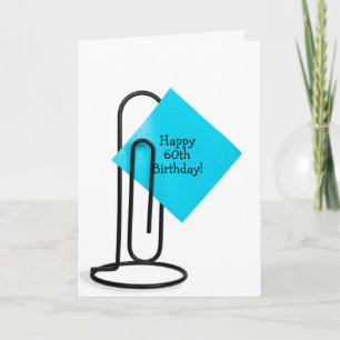 60th Birthday Note on Paper Clip Karte
