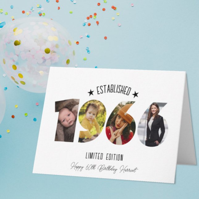 60th birthday Photo Collage established 1966 Dankeskarte (Von Creator hochgeladen)