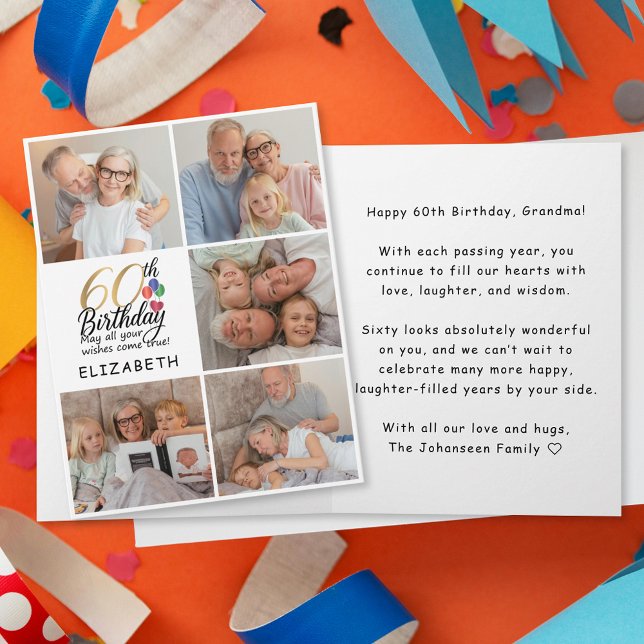 60th Birthday Photo Collage Modern Family Pictures Karte (Von Creator hochgeladen)