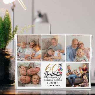 60th Birthday Picture Collage Script Typography Fotoblock