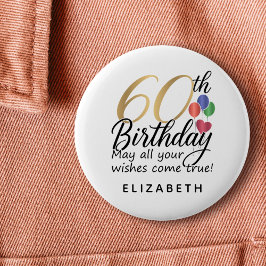 60th Birthday Script Typography Milestone Classic Button