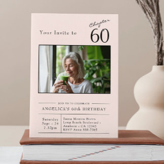 60th Blush Pink 60th Birthday Party Foto Einladung