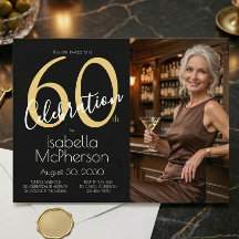 60th Celebration Photo Black Gold 60th Birthday