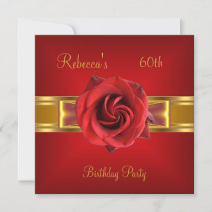 60th Colorful Royal Red Blume Yellow Gold Bow Einladung