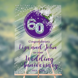 60th Diamond Wedding Anniversary Akrylylic Sign Acrylschild