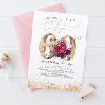 60th Surprise Birthday Party Gold and Burgundy Einladung<br><div class="desc">Surprise 60th birthday party invitation</div>
