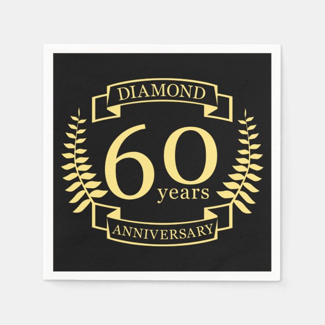 60th Wedding ANNIVERSARY Diamond yellow Serviette (Vorderseite)