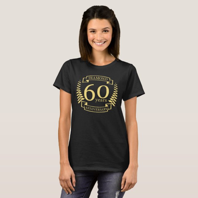 60th Wedding ANNIVERSARY Diamond yellow T-Shirt (Vorne ganz)
