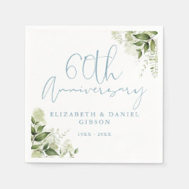 60th Wedding Anniversary Greenery Floral Serviette