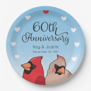 60th Wedding Anniversary, Kardinal Pair Pappteller