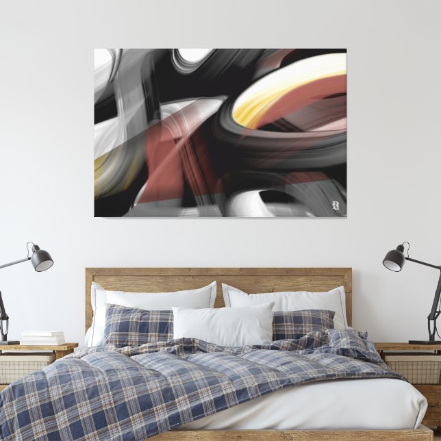 60x40" Trend Abstract Art Black White Powdery Leinwanddruck (Insitu (Schlafzimmer))