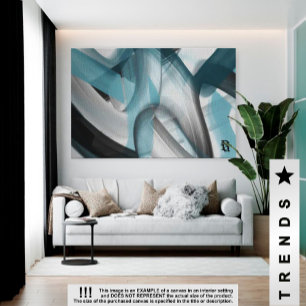60x40" Trend Abstrakt Art Leinwand Schwarz-weiß Bl