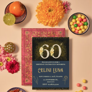 61.-69. Geburtstagsfeier mit Gold & Black Einladung