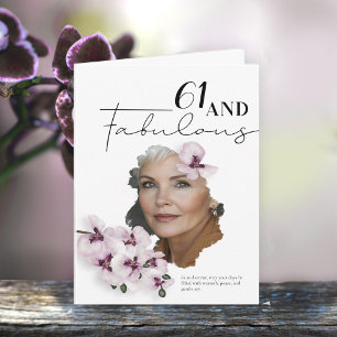 61 & Fantastische Orchideen-Foto-Geburtstagskarte Karte