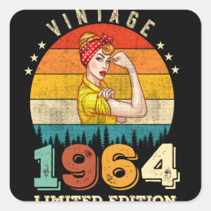 61. Geburtstag 1964 Vintage 61. Geburtstag Frauen Quadratischer Aufkleber
