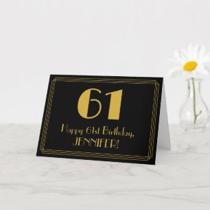 61. Geburtstag: Art Deco inspiriertes Aussehen "61 Karte