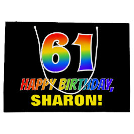 61. Geburtstag: Bold, Fun, Simple, Rainbow 61 Große Geschenktüte