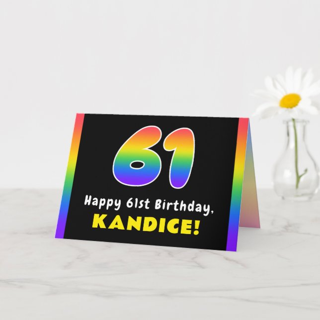 61. Geburtstag: Farbiger Regenbogen # 61, Individu Karte (Kleine Pflanze)
