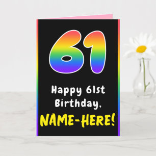 61. Geburtstag: Farbiger Regenbogen # 61, Individu Karte