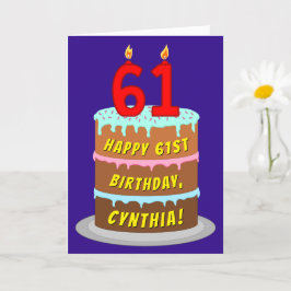 61. Geburtstag: Fun Cake and Candles + Individuell Karte