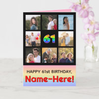 61. Geburtstag: Fun Rainbow #, Custom Fotos + Name