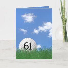 61. Geburtstag, Golfball im Gras Karte