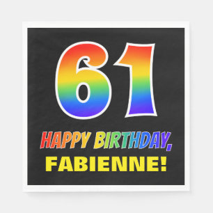 61. Geburtstag: kühl, Spaß, einfach, Regenbogen  Serviette