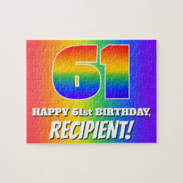 61. Geburtstag — mehrfarbiges Regenbogenmuster "61 Puzzle