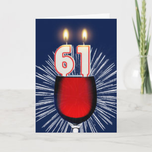 61. Geburtstag mit Wein und Kerzen Karte