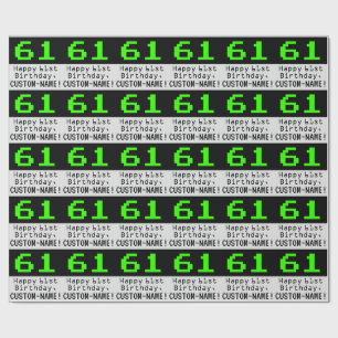 61. Geburtstag - Nerdy / Geeky Stil "61" und Name Geschenkpapier