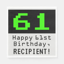 61. Geburtstag - Nerdy / Geeky Style "61" & Name Serviette