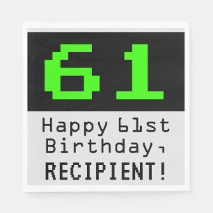 61. Geburtstag - Nerdy / Geeky Style "61" & Name Serviette