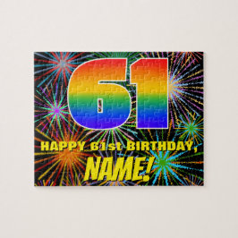 61. Geburtstag: Spaß, bunte feierliche Feuerwerke Puzzle