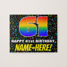 61. Geburtstag — Spaß, bunte Musiksymbole & "61" Puzzle