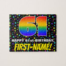 61. Geburtstag — Spaß, farbenfrohe Sternenweltenmu