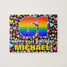 61. Geburtstag — Spaß, Liebende Herzformen + "61"