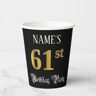 61. Geburtstagsfeier — Elegante Schrift, Faux-Gold Pappbecher