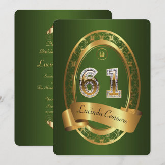 61. Geburtstagsfrau, elegante Farbe Einladung